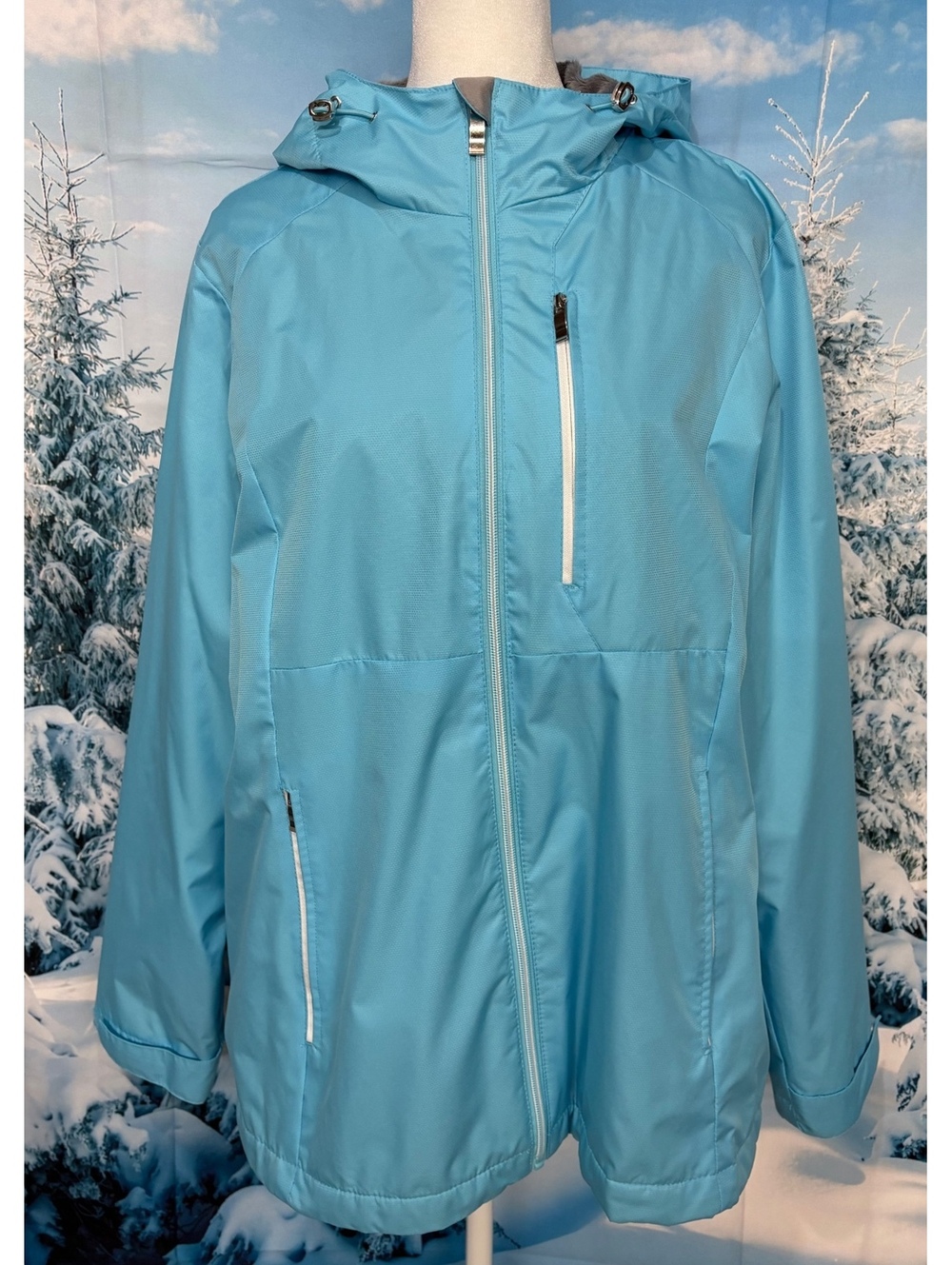 ZeroXposur Women's Light Blue Plush Pile-Lined Hooded Winter Jacket Size L EUC